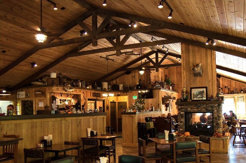 The timber-beamed dining room and bar